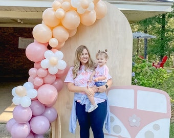Daisy Flower Girl Boho Pink Peach DIY Balloon Garland Kit | First Birthday Party decor Balloon Arch | Baby Shower Boho Bridal Shower Decor