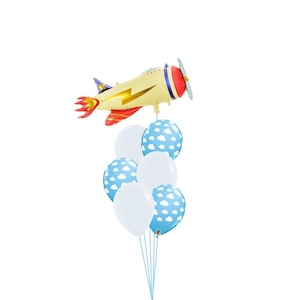 Vintage Airplane Balloon Bouquet | Jumbo Foil Plane Balloon | Adventure Awaits Party | Up and Away Baby Shower  Airplane Time Flies Birthday