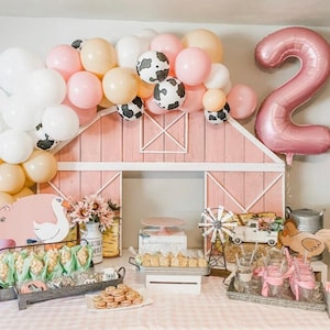 Cow Girl Giddy Up Country Farm Themed Southern Pink DIY Balloon Garland Kit | Dusty Rose DIY Balloon Arch | Cow Print Balloons | Party Decor