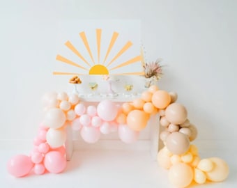 Trip Around the Sun Balloon Garland | Sun Balloon Garland Arch | Boho Sun Birthday Decor | Sunshine Baby Shower | Sunshine First Birthday