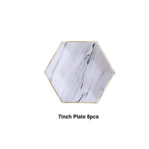 7&quot; Purple Marble Disposable Dinner Plates | Recyclable Paper Party Decor | Purple Themed Tableware Decor | Girl Birthday Party Plates