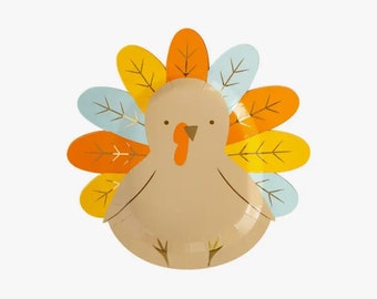 Platos con forma de pavo de la cosecha / Decoración infantil de Acción de Gracias / Baby Shower de otoño / Decoración de mesa de Acción de Gracias / Decoración para fiestas de otoño / Cumpleaños de otoño para niños