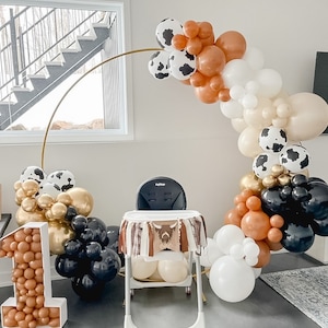 Muted Holy Cow I&#39;m One Balloon Garland Kit | Cow Print Balloons | Muted Farm Animal Birthday | Wild West Birthday | First Rodeo Birthday