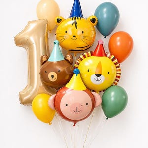 Festdjursballonger Safari Första Födelsedagsballonger Tema Vild Ett Två Vild Födelsedagsdekor Lejon Tiger Björn Apa Ballong Pojke Babyshower