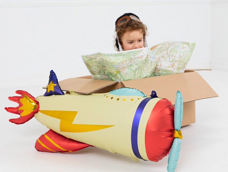 Vintage Airplane Balloon Jumbo Foil Plane Balloons Bon Voyage Party Adventure Awaits Theme First Trip The Sun Airplane