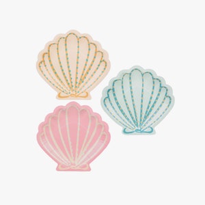 Seashell Plates | Under The Sea Paper Plates | Seashell Bridal Shower | Mermaid Theme Party | First Birthday Party | Mermaid Baby Shower