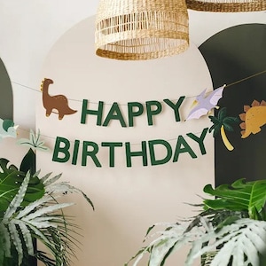 Dinosaur Happy Birthday Banner | Dinosaur Party | Green Dinosaur Decoration | Jurassic Party | Dinosaur Theme Birthday | Three Rex Party