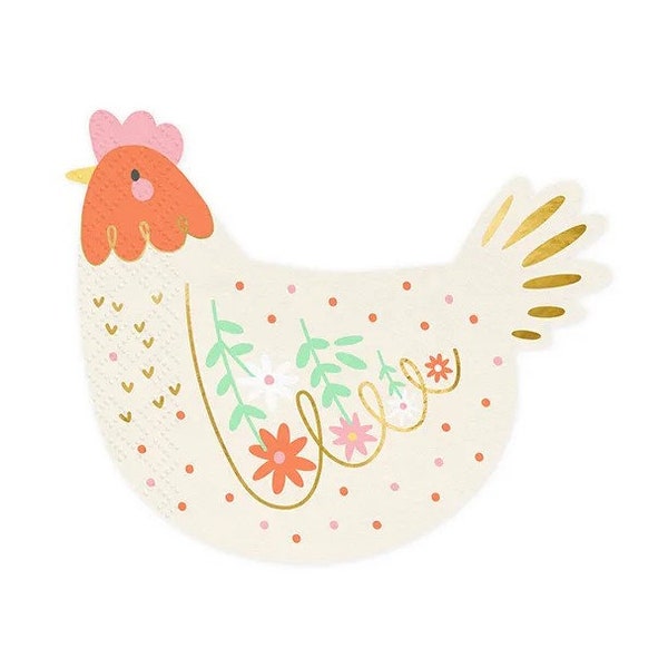 Muted Farm Animal Modern Chicken Napkins | Muted Holy Cow I'm One Party decor | Farm Themed Party Decor | Easter Decor | Chicken Napkins