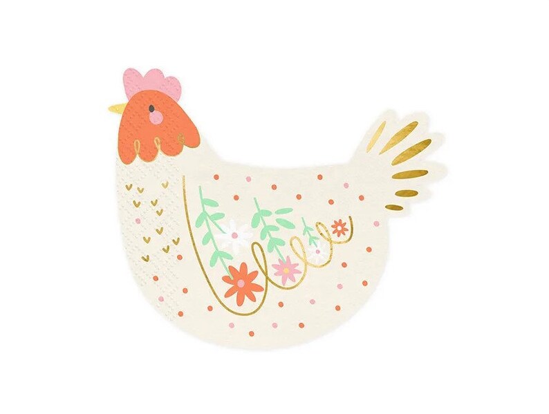 Muted Farm Animal Modern Chicken Napkins Muted Holy Cow Im One Party decor Farm Themed Party Decor Easter Decor Chicken