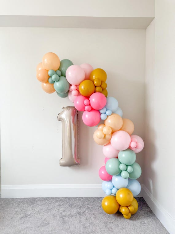 It's Fun To Be One Balloon Garland Kit | Baby First Birthday Party Decor | Pastel Rainbow Arch | Girls Boys Onederful One Is Fun Celebration