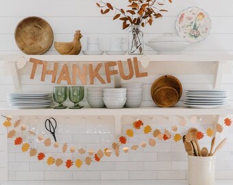Guirnalda de madera de agradecimiento / Decoración de Acción de Gracias / Guirnalda de Acción de Gracias / Baby Shower de otoño / Decoración de mesa de Acción de Gracias / Decoración para fiestas de otoño / Agradecido