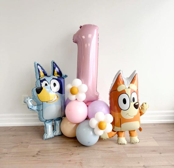 LICENSED Bluey Balloon Tower | Bluey Birthday Party Decor | Bluey Theme Birthday | Bingo Balloon |  Dog Birthday Party | Girl  Dog Party