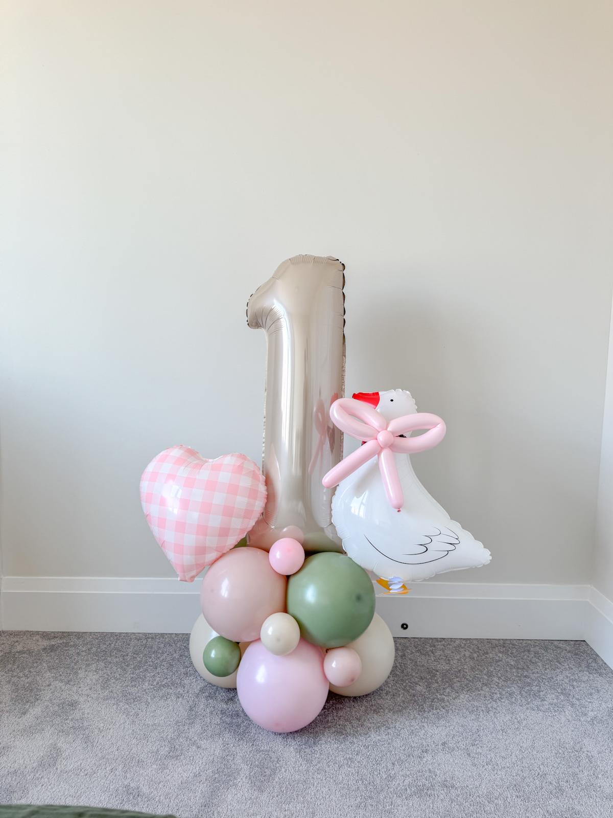 One Silly Goose Balloon Tower Girls Silly Goose Display Gingham Pink Silly Goose Party Themed Kid First Birthday Decor One Lucky Quacky Duck