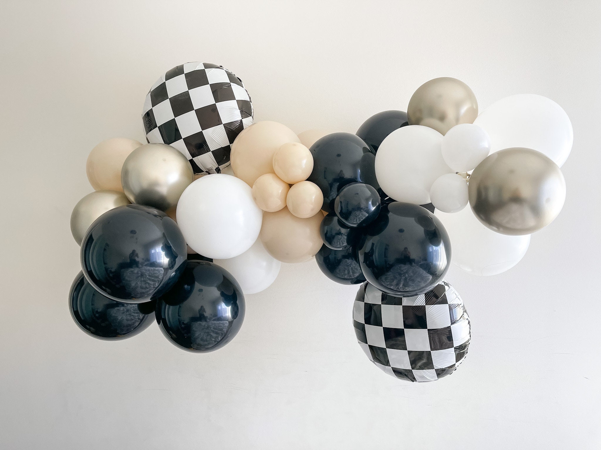 Muted Race Car Themed  DIY Balloon Garland Kit | Birthday Car themed Balloon Arch | Two Fast Party Decor | Car Birthday | Checkered Balloons