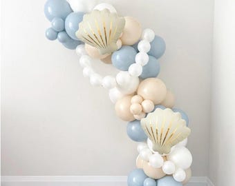 Kit fai da te per ghirlande di palloncini per feste a tema sirena sotto il mare, decorazioni per baby shower a tema sirena sotto il mare, compleanno di una bambina a tema conchiglia