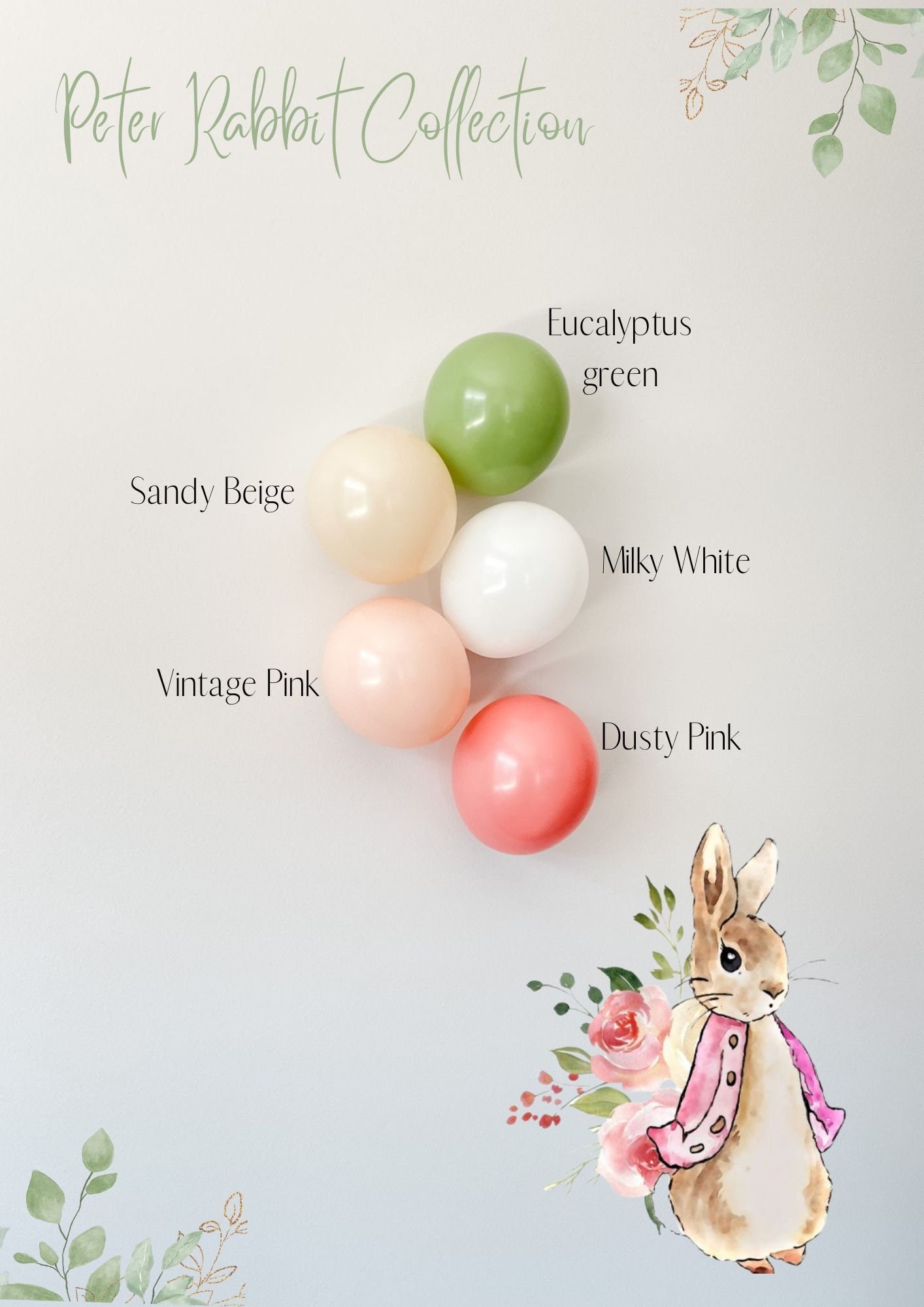 Muted Peter Rabbit Balloon Garland | Peter Rabbit First Birthday Decor | Peter Rabbit Baby shower | Easter Decorations Peter Rabbit Birthday