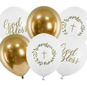 Gold Bless Baptism balloons | Baptism Balloon  | Christening Decor | God Bless Balloons | Chrome Gold Balloons | Baptism Decor | God Bless