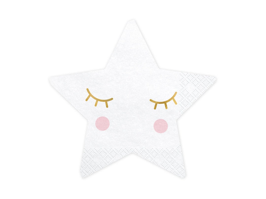 Creative Converting One Little Star Girl Twinkle Napkins - 16 Count Luncheon Napkins (6.5x6.5 Inch)