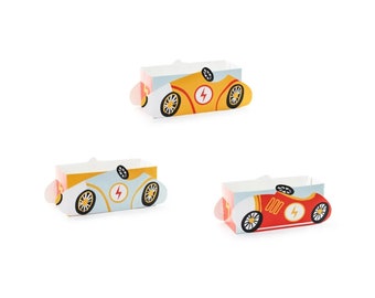 Vintage Car Treat Boxes | Two Fast Party | NASCAR Two Fast Party Decor | Race Car Themed Birthday Decor | Checkered Tableware | Fast One