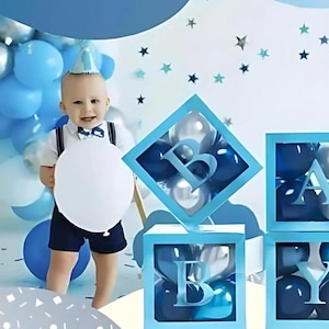 Scatole per palloncini per bambini / Blocchi per baby shower / Scatole per bambini personalizzate / Scatole per palloncini personalizzate / Decorazioni per baby shower blu / Scatole per bambini blu / Decorazioni per bambini