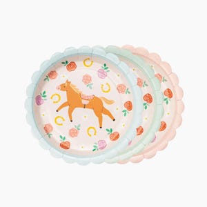 Horse Paper Plates | Pony Tableware | Horses and Flowers Theme First Birthday | Pony Party Kids | Tableware Horse Food Picks Decor