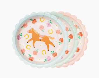 Horse Paper Plates | Pony Tableware | Horses and Flowers Theme First Birthday | Pony Party Kids | Tableware Horse Food Picks Decor