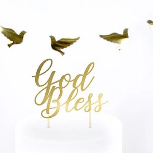 Gold Bless Baptism Cake Topper | Baptism Cake Topper  | Christening Decor | Communion Decor | Communion Cake | Baptism Decor | God Bless