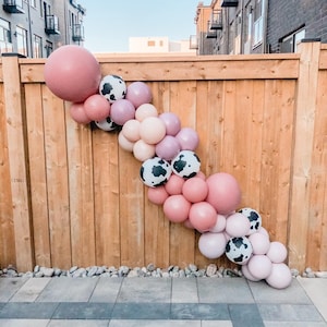Cow Girl Giddy Up Country Farm Themed Southern Pink DIY Balloon Garland Kit | Dusty Rose DIY Balloon Arch | Cow Print Balloons | Party Decor