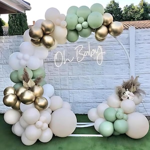 Eucalyptus Balloon Arch DIY Kit | Sage Green Bridal Shower | Green Baby Shower | Sage Green and White Decor | Chrome Gold Balloon Garland