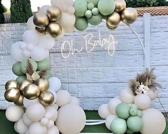 Eucalyptus Balloon Arch DIY Kit | Sage Green Bridal Shower | Green Baby Shower | Sage Green and White Decor | Chrome Gold Balloon Garland