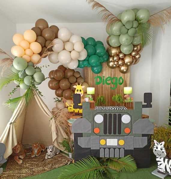 Décoration d'anniversaire 2 ans - Décoration d'anniversaire - 2 ans -  Safari avec ballon vert - Décoration d'anniversaire pour garçon et fille -  2 ans - Jungle - Baby Shower : : Loisirs créatifs