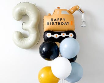 In aanbouw verjaardag ballon boeket peuter kleine graver babyjongen verjaardagsfeestje decor graafmachine vrachtwagen ik graaf het middelpunt set