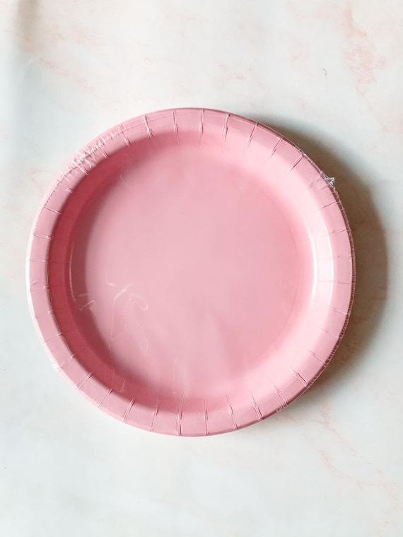 9 Pastel Pink Disposable Paper Plates Disposable Table Ware Plastic Plates  Disposable Cutlery Party Supplies Birthday Decor 