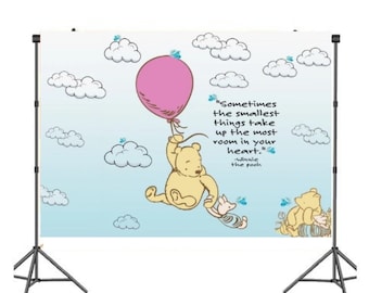 Fondo rosa de Winnie the Pooh / Baby Shower de Winnie the Pooh / Baby Shower para niño / Decoración de guardería / Baby Shower azul / Primer cumpleaños / 5 x 7 pies