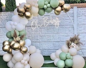 Eucalyptus Balloon Arch DIY Kit | Sage Green Bridal Shower | Green Baby Shower | Sage Green and White Decor | Chrome Gold Balloon Garland