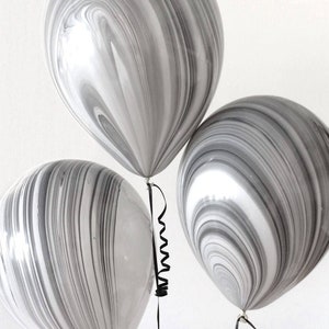 Black and White Marble balloons Black and White Party Marble Balloons New Years Balloons Tie Dye Balloons Agate Balloons image 4