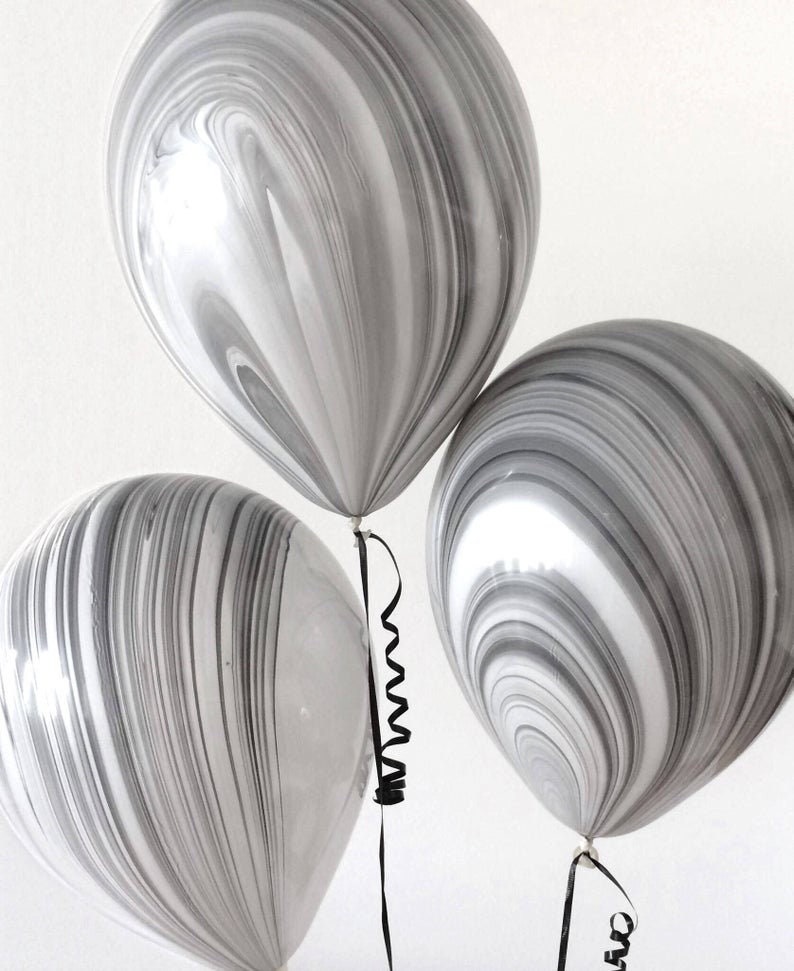 Black and White Marble balloons Black and White Party Marble Balloons New Years Balloons Tie Dye Balloons Agate Balloons image 4