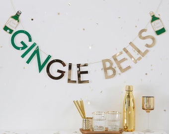 Gingle Bells Christmas Garland | Gingle Juice Decor | Christmas Holidays Decor | Gin Christmas Fire Place Decor | Modern Christmas Garland