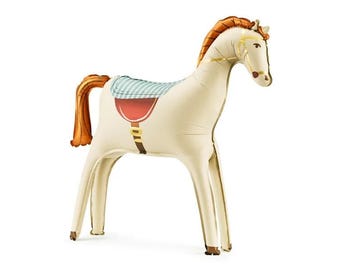 Palloncino gigante a forma di cavallo color crema da 76 cm (30 pollici) per la festa del primo compleanno di My Little Pony, a forma di cavallo da fattoria, "Saddle Up Giddy Up", regalo per bambini.
