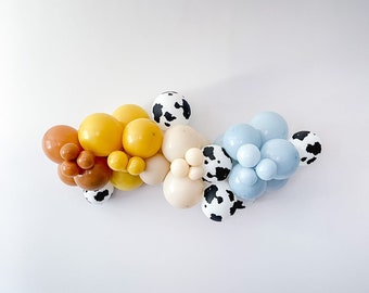 Muted Retro Toy Story Themed DIY balloon Garland Kit | Toy Story Party | Cow Print Balloons | Cow Boy Balloon Garland | First Rodeo, Western
