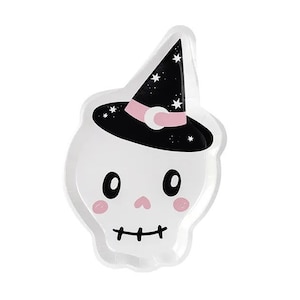 Witch Skull Halloween Plates | Halloween Birthday Decor | Halloween Party | Pink Halloween Decor | Boo I&#39;m Two | Cute Boo Bash | Witch Party