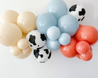 Muted Cow Boy Balloon Garland | Toy Story Balloon Arch | Cow Print Balloons | Farm Animal Theme | First Rodeo | Wild West Birthday | Cowboy
