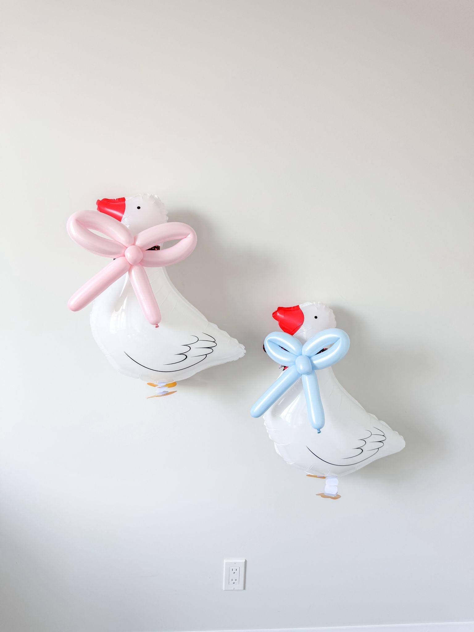 One Silly Goose Walkable Duck Balloon with Blue and Pink Bows 