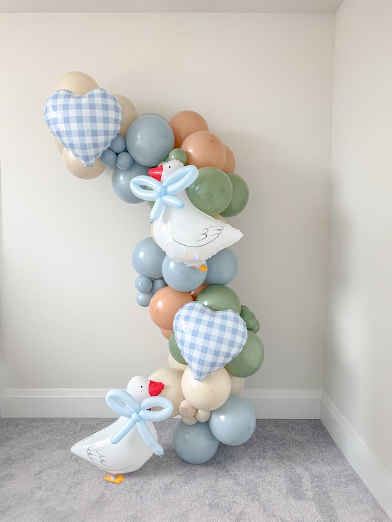One Silly Goose Balloon Garland Boys Silly Goose Arch Gingham Blue Silly Goose Party Themed Kid First Birthday Decor One Lucky Quacky Duck