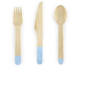 Blue Pattern Wood Cutlery Set