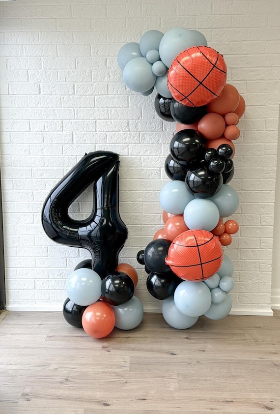 Basketball Geburtstagsdeko Für Jungen – 2. Geburtstag Kit Mit Ballons, Girlande & Cupcake-Topper In Orange/Schwarz