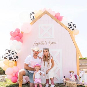 Cow Girl Giddy Up Country Farm Themed Southern Pink DIY Balloon Garland Kit | Dusty Rose DIY Balloon Arch | Cow Print Balloons | Party Decor