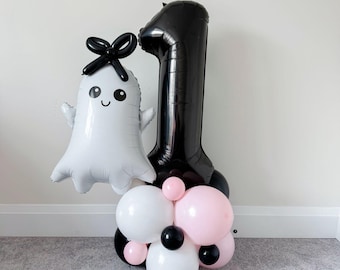 Boo I'm Two Pink Halloween Party Coquette Balloon Tower One Spooky Dude First Birthday Balloon Display Ghost Retro Vintage Decor For Kids