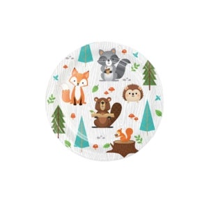 Wald Baby Shower Teller | Wald-Babyparty | Waldtiere Babyparty | Sage Grün Babyparty Dekor | Erster Geburtstag des Waldlandes