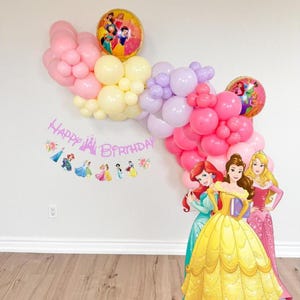 Kit ghirlanda di palloncini principessa vintage / Decorazioni per il 1° compleanno / Decorazioni per il compleanno a tema Disney / Decorazioni per il compleanno della principessa / Festa nel regno magico